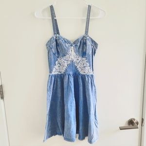 Topshop Blue Mineral Wash Lace Dress Size 6